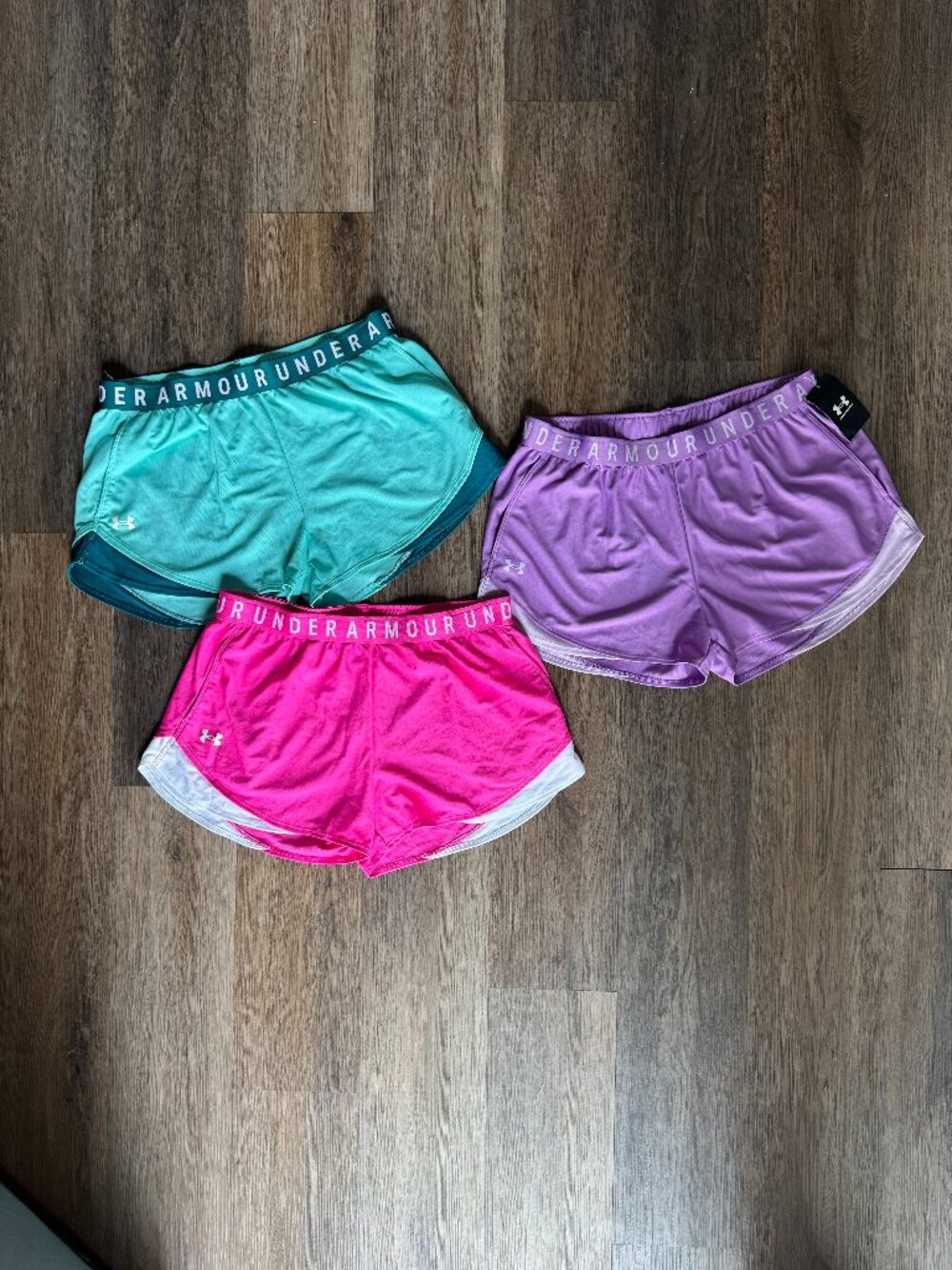 Under Armour Play Up Shorts in Pink, Purple, and Teal - NWT and NWOT